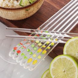 Chopsticks Transparent Crystal Tip Anti-slip Anti-mildew High Appearance Level Lovely Printed Fruit Pattern High-grade Chopstick