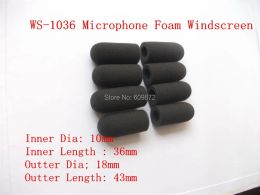 Accessories Microphone Windscreen Foam Cover,ws1036,sponge Windshield ,10mm Opening and 36mm Inner Length ,10 Pcs /lot Suit for David Clark