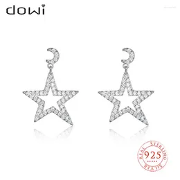 Dangle Earrings Fashion Hanging Shiny White Space Moon Star Women Silver 925 Jewellery Korean Original Design