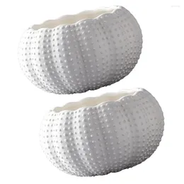 Bowls 2 Pcs Sea Urchin Containers Bowl Porcelain Dessert Holders Ceramic Serving Plates White Ceramics Tableware Seasoning