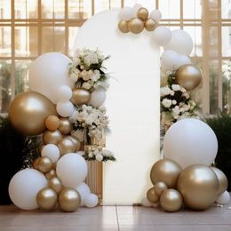 Party Decoration 6.6FT Wedding Arch Cover White Spandex Round Top Backdrop Stand For Bridal Baby Shower Birthday Banquet Decor