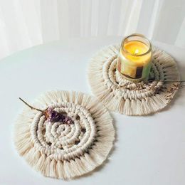 Table Mats Household Supplies Creative Decoration Handwoven Macrame Coasters Cotton Rope Braided Placemats Cup Pad Heat Resistant