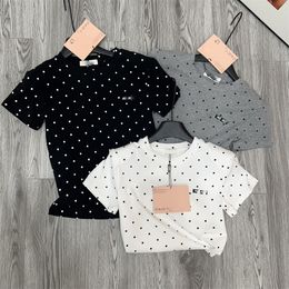 Women's t shirt summer Short Sleeve Short Slim Clothes Cute Letter Polka Dot 3 Color Round Neck Top Daily Wear