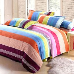 Bedding Sets Fashion Warm Colorful Stripes Bed Cover Soft Duvet Quilt Sheet Pillowcase Home Decor