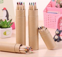 12 Colours Drawing Pencil Students Art Sketch Painting Pencil Kraft Paper Canister Colourful Pen Children Drawings Supplies BH6932 T9135058