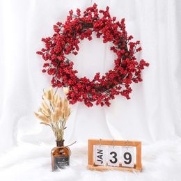 Decorative Flowers Red Berry Wreath Berries Artificial Wrath Creative Premium Material Christmas Decoration For Home Foam Fake Garland
