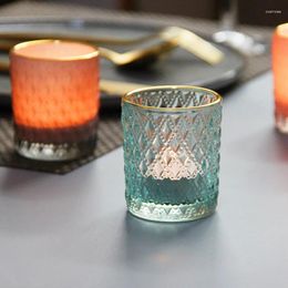 Candle Holders Gold Embossed Cup-Shaped Glass Candlestick Empty Cup Decoration Gift Specialty Tools