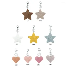 Keychains Heart Crocheted Keychain Handmade Star Crochet Keyrings Bag Pendants