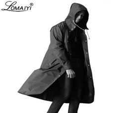 LOMAIYI Men039s Waterproof Jacket Men Breathable Rain Coat Male Fashion Long Trench Coats Mens Letter Print Black Jackets AM3642236066