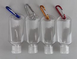 50ML Empty Alcohol Refillable Bottle with Key Ring Hook Clear Transparent Plastic Hand Sanitizer Bottle for Travel 50pcs DHL 4635060