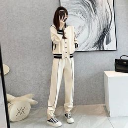 Work Dresses Pants Long Sleeve Jacket Top Women's Tracksuit Sporty In Matching Sets Two Piece Set For Women Lace-up Legging