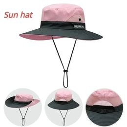 Womens UV Protection Wide Brim Sun Hats Cooling Mesh tail Hole Cap Foldable Travel Outdoor Fishing Hat 240403