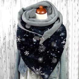 Scarves Fashion Button Snowflake Winter Wrap Print Soft Casual Women Shawls Warm Scarf Ladies