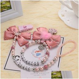 Pacifiers PersonalIsidany Name Set Stunning Pink Bling Pram Charmstroller Toy Rattles Bed Rattle Pacifier Clip Holder Dummy Clip899122 DH5YP