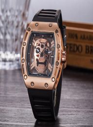 Casual Fashion Hollow Ghost Head Skeleton Watches men Top Brand Army Skull sport quartz watch6327384