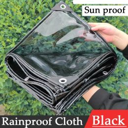 Nets Thicken 0.32mm Black Transparent PVC Canvas Rainproof Cloth Window Privacy Rainproof Cloth Outdoor Pergola Sunproof Tarpaulin