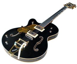 Lefthanded SemiHollow Body Golden Hardware 2 Pickups Electric Guitar with Big Tremolo BridgeRosewood FingerboardCan be customi5884159