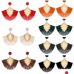 Dangle & Chandelier New Bohemia Fan Shaped Tassel Earrings For Women Exaggerated Big Statement Fringed Vintage Drop Delivery Jewellery Dhgoc