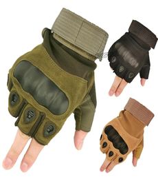 Tactical Gloves Army Sports Outdoor Motocycel Half Finger Gloves Paintball Shooting Combat Carbon Hard Knuckle Mittens2670263