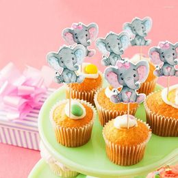 Party Supplies 20Pcs Elephant Paper Cupcake Topper Kids Birthday Cake Decoration Boy Girl Baby Shower Gender Reveal