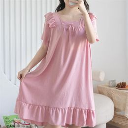 Sleeping Dress Loose Square Neck Short Sleeve Nightdress For Women Thin Summer Sleep Wear Nightgown Female Night Shirt 240408