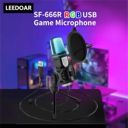 Microphones Condenser Microphone RGB USB Mic Gamer Microphones Wired Streaming Broadcasting Desktop Pc Gaming Laptop Recording Microphone