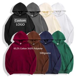 New Design 500gsm Heavyweight Hoodies Men Custom Embroidery Drop Shoulder Hoodie Polar Fleece for