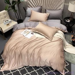 Bedding Sets 1.8m Bedsheet Simple 2 Solid Color Set Pure Cotton 60 Long-staple Satin Light Luxury American Nordic Home Textile