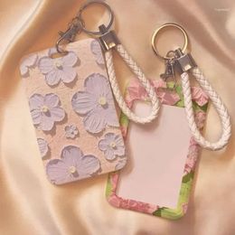 Card Holders 1 Pc Retro Style Flowers Holder For Women Cute Fresh Floral Student Bus ID Badge Protector Cover