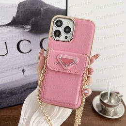 Cell Phone Cases Top Fashion Triangle Mobile Case for iPhone 15 14 13 12 Pro Max Leather Card Pocket Back Shell Electroplated TPU Q240408