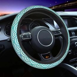 Steering Wheel Covers Sky Blue Waves Cover For Women Universal 15 Inch Auto Accessories Interior Anti Slip Protector Fit Most Vehicles