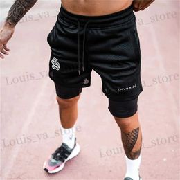 Men's Shorts 2024 summer mesh Sports Shorts Men Double-deck Jogging Running Shorts Men 2 IN 1 Mens GYM Shorts Workout Short Pants Man T240408