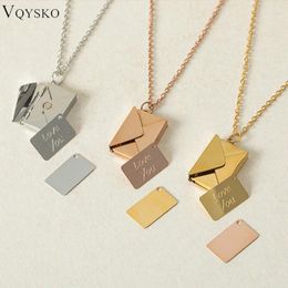 Chains VQYSKO Love Letter Envelope Pendant Necklace Customised Stainless Steel Jewellery Confession You For Valentine Day Mother