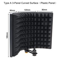 Accessories Plastic Microphone Isolation Shield 3Panel Curved Surface Wind Screen Foldable 3/8" and 5/8" High Density Absorbing Foam