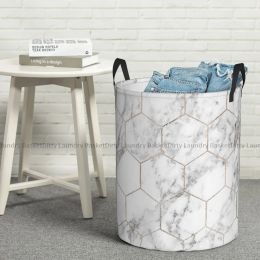 Baskets Laundry Basket Sundries Storage Bucket Rose Gold And Marble Honeycomb Foldable Toy Storage Dirty Clothes Container Folding Bag