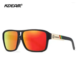 Sunglasses Brand KDEAM Mirrored Red Polarised Men Fishing Bike Sport Fashion Sun Glasses UV Protection Trendy Eyewear CE