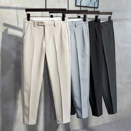 İş gündelik giyim resmi takım elbise pantolon erkekler için yeni ince erkek streç pantolon artı klasik düz renkli eşofman
