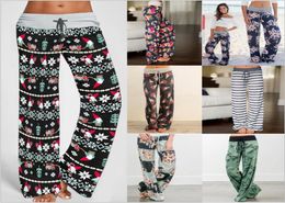 Christmas Wide Leg Pants Loose Floral Flowers Pants Drawstring High Waist Trousers Camouflage Print Pants Comfy Stretch Fashion Pa1234340