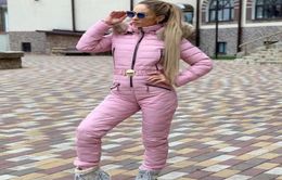 Winter Hooded Jumpsuits Elegant Cotton Padded Warm Ski Suit Straight Zipper Women Casual Tracksuits High Quality Winter Outwear1729329