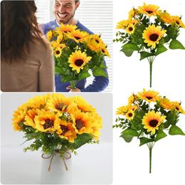 Decorative Flowers Zinnia Artificial Sunflower For Home El Office Wedding Party Garden Decoration Lavender Flower Garland