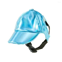 Dog Apparel Baseball Cap Fashion PU Sun Hat Peaked With Ear Holes Adjustable Puppy Waterproof Outdoor Pet Outfit