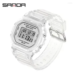 Wristwatches SANDA Fashion Sport Watch Women Transparent Strap LED Digital Clock Ladies Electronic Relogio Feminino 2009