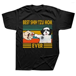 Men's T Shirts Shih Tzu Mom Ever Funny Dog Owner Summer Graphic Cotton Streetwear Short Sleeve Birthday Gifts T-shirt Men