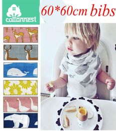 60CM60CM 2424inch Aden Anais Swaddle Animal Cartoon Bibs Baby Cotton Muslin BathTowel Bamboo Anais Burp Cloths 9colors choose fr5372779