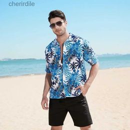 Men's Casual Shirts Summer Hawaii Dress Mens Loose Coloured Printed Short Sleeve Plus Size 5XL Brand Clothing Mens Beach Flower Aloha Shirt yq240408