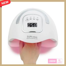 Dryers New SUN X12 Max 66 LEDs UV Nail Lamp for Drying Nail Gel Polish Dryer With Motion Sensing Professional Lamp for Manicure Salon