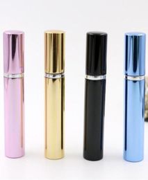 500pcs 7ml perfume bottle aluminum pipe bright bottles atomizer Spray Travel glass Refillable bottle 4 colors black blue rose gold9761109