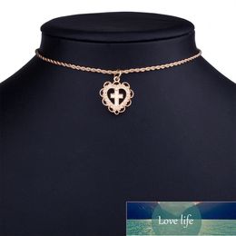 Exquisite Necklace Hollow Heart Cross Shape Exquisite White Necklace European and American Style Fashion Street Shots