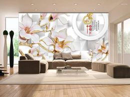 Wallpapers 3d Wallpaper Magnolia Stereoscopic Living Room Background Flower For