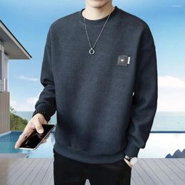 Gym Clothing Round Neck Sweatshirt Men's Thick Warm Autumn Winter Casual Pullover Tops In Solid Colours For A Loose Fit Cosy Style